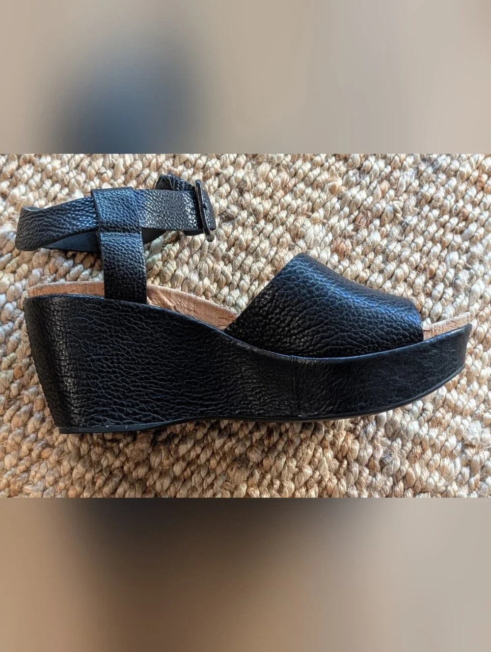 Kork Ease Women’s Black Faux Leather Ankle Strap Wedges - Cool & Comfortable 😎